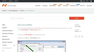 
                            9. How to set up FileZilla - Hosting - Namecheap.com