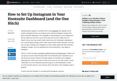 
                            6. How to Set Up Instagram in Your Hootsuite Dashboard (and the One ...