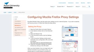 
                            9. How to set up Mozilla Firefox to use proxy server - Aston University