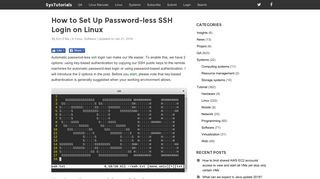 
                            10. How to Set Up Password-less SSH Login on Linux - SysTutorials