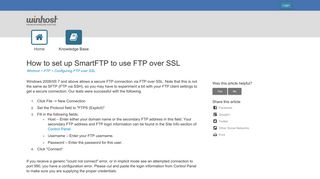 
                            12. How to set up SmartFTP to use FTP over SSL - Winhost