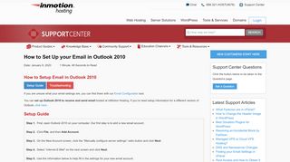 
                            11. How to Set Up your Email in Outlook 2010 | InMotion Hosting