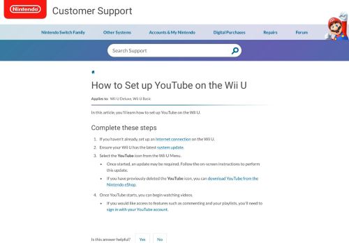 
                            5. How to Set up YouTube on the Wii U | Nintendo Support