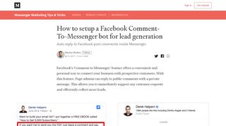 
                            7. How to setup a Facebook Comment-To-Messenger bot for lead ...