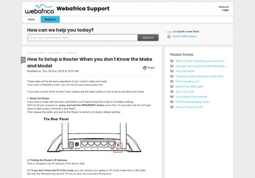 
                            11. How to Setup a Fibre Router - Webafrica Support