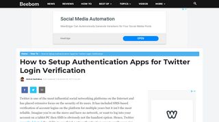 
                            8. How to Setup Authentication Apps for Twitter Login Verification | Beebom
