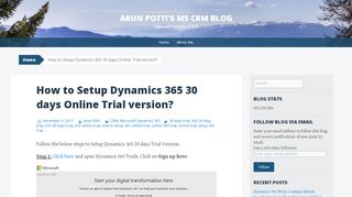 
                            7. How to Setup Dynamics 365 30 days Online Trial version? | Arun ...