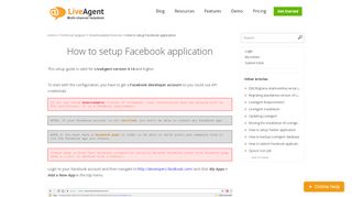 
                            9. How to setup Facebook application - LiveAgent support portal