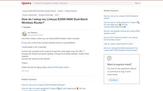 
                            8. How to setup my Linksys E2500 N600 Dual-Band Wireless Router - Quora