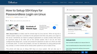 
                            8. How To Setup SSH Keys for Passwordless Login on Linux - TecAdmin