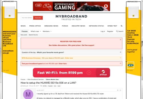 
                            12. How to setup the HUAWEI B315s-936 on a LAN? | MyBroadband