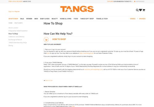 
                            9. How To Shop | TANGS Singapore