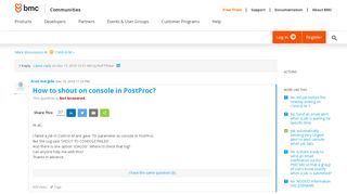 
                            6. How to shout on console in PostProc? | BMC Communities