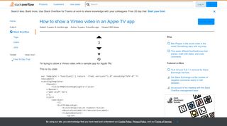 
                            7. How to show a Vimeo video in an Apple TV app - Stack Overflow