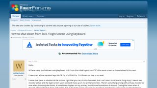 
                            8. How to shut down from lock / login screen using keyboard | Windows ...