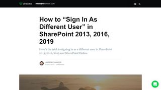 
                            6. How to “Sign In As Different User” in SharePoint 2013/2016
