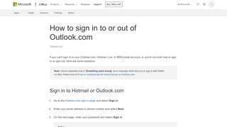 
                            5. How to sign in to or out of Outlook.com - Outlook - Office Support