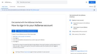 
                            1. How to sign in to your AdSense account - Google Support