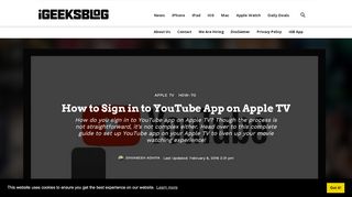 
                            2. How to Sign in to YouTube App on Apple TV - iGeeksBlog.com