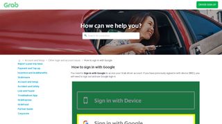 
                            10. How to sign in with Google - Driver - Grab Help Centre