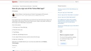 
                            13. How to sign out of the Yahoo Mail app - Quora