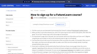 
                            9. How to sign up for a FutureLearn course? | Class Central Help Center