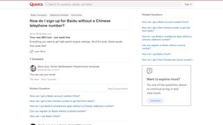 
                            2. How to sign up for Baidu without a Chinese telephone number - Quora