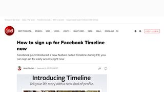 
                            9. How to sign up for Facebook Timeline now - CNET
