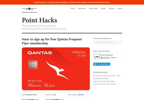 
                            10. How to sign up for free Qantas Frequent Flyer ... - Point Hacks NZ