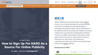 
                            5. How to Sign Up For HARO As a Source For Online Publicity | UpCity