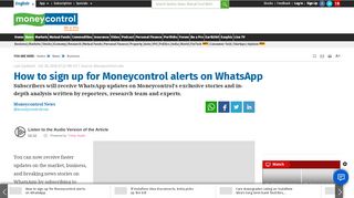 
                            9. How to sign up for Moneycontrol alerts on WhatsApp - Moneycontrol.com