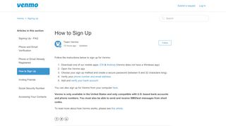 
                            2. How to Sign Up – Venmo