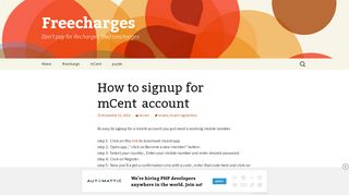 
                            3. How to signup for mCent account | Freecharges