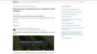 
                            12. How to solve 'connection error or invalid mmi code' problem - Quora
