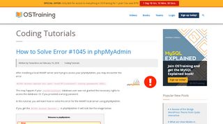 
                            13. How to Solve Error #1045 in phpMyAdmin - OSTraining