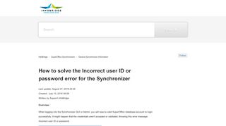 
                            5. How to solve the Incorrect user ID or password error for the ...