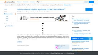 
                            9. how to solve wordpress wp-admin cookie blocked error? - Stack Overflow