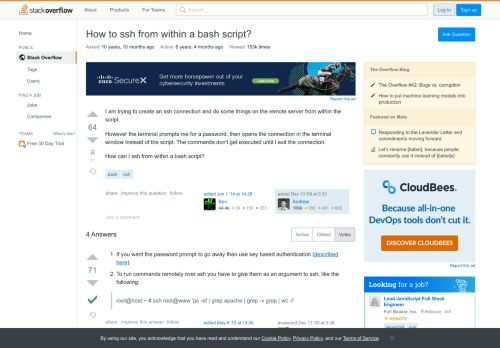 
                            2. How to ssh from within a bash script? - Stack Overflow