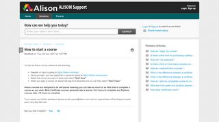 
                            6. How to start a course : ALISON Support