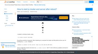 
                            11. How to start jx cluster and server after reboot? - Stack Overflow