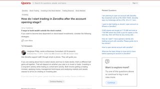 
                            9. How to start trading in Zerodha after the account opening stage ...