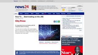 
                            9. How To ... Start trading on the JSE | News24