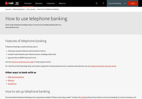 
                            2. How to start using NAB Telephone Banking - NAB