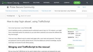 
                            4. How to stop 'login abuse', using TrafficScript - Pulse Secure Community