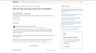 
                            3. How to stop spam sign-ups for my e-newsletter - Quora