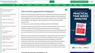 
                            4. How to store a password in database? - GeeksforGeeks