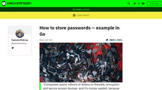 
                            13. How to store passwords — example in Go – Hacker Noon