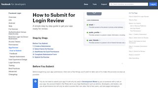 
                            7. How to Submit - Facebook Login - Facebook for Developers