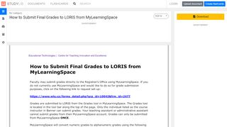 
                            12. How to Submit Final Grades to LORIS from MyLearningSpace