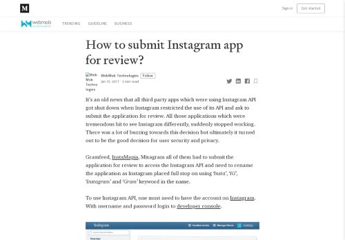 
                            7. How to submit Instagram app for review? – WebMob Technologies